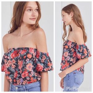 Urban Outfitters Off The Shoulder Floral Boho Top